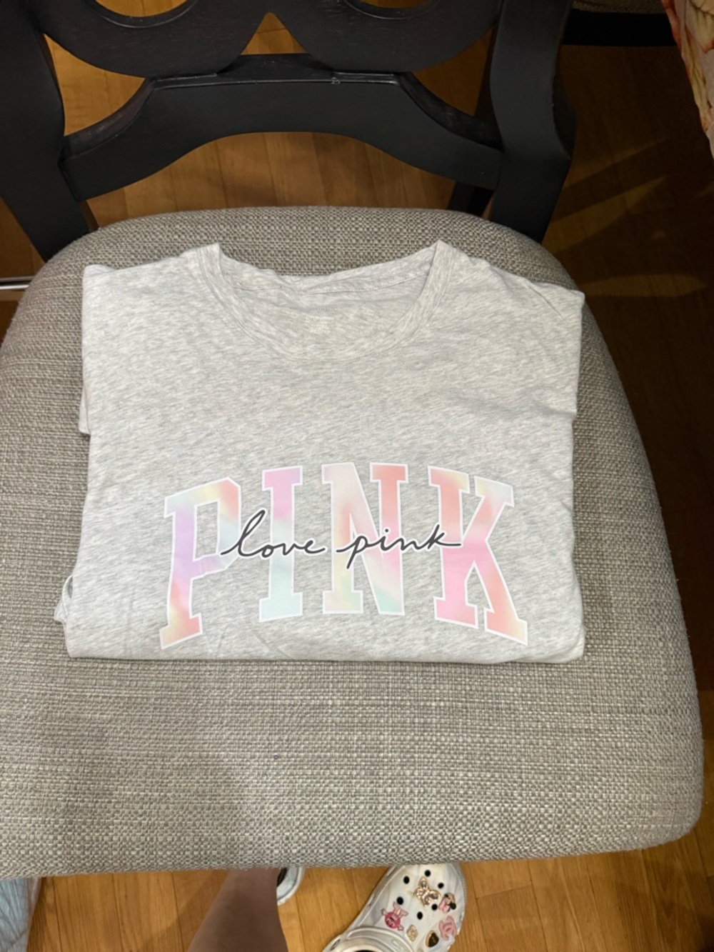 PINK Victoria's Secret Heather Gray Skirt with Pastel Rainbow Logo
